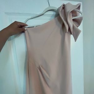 Beautiful One shoulder dress. Blush color. Worn once. Just below the knee.